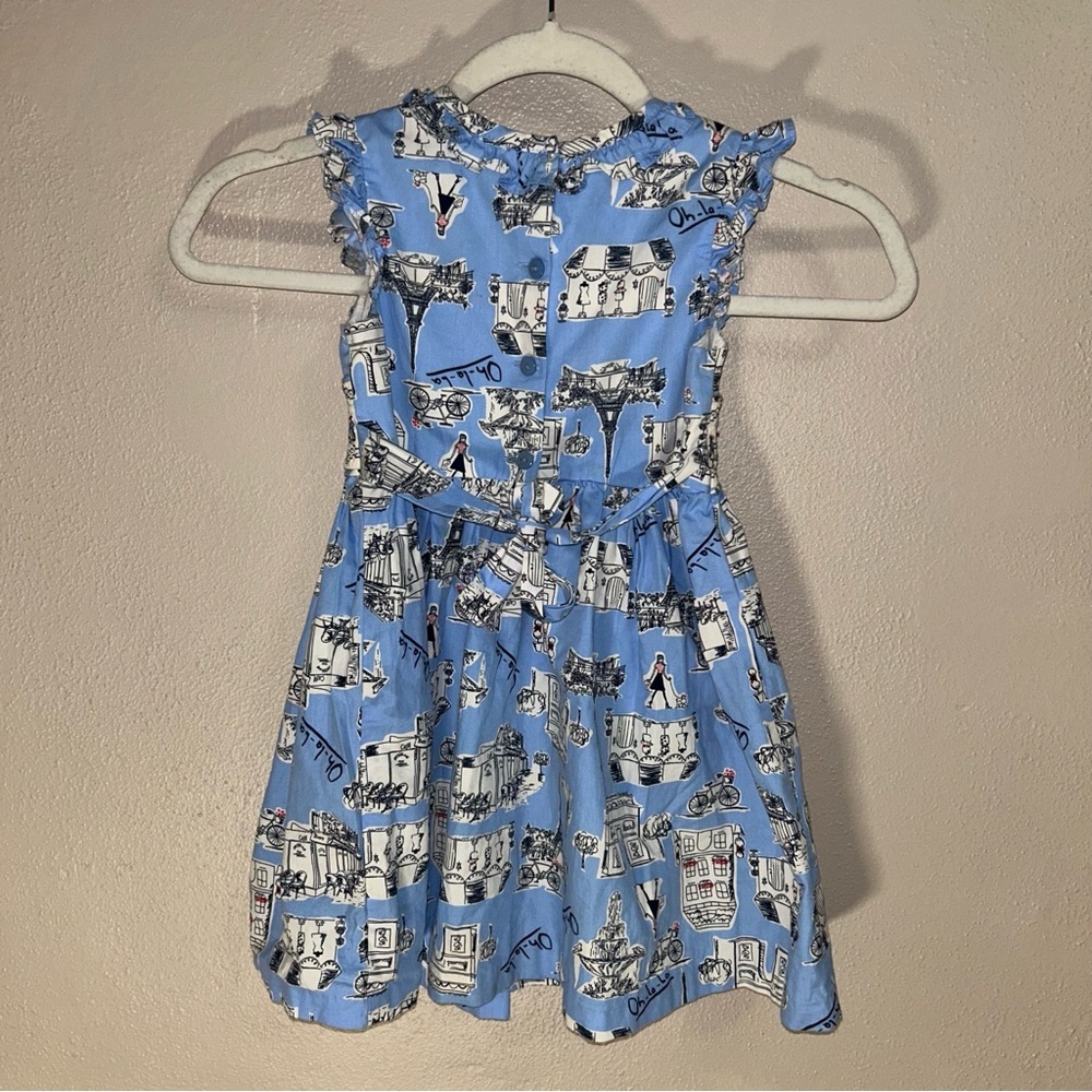 Bonnie Jean Blue Dress with White and Black Prints - Picture 2 of 3